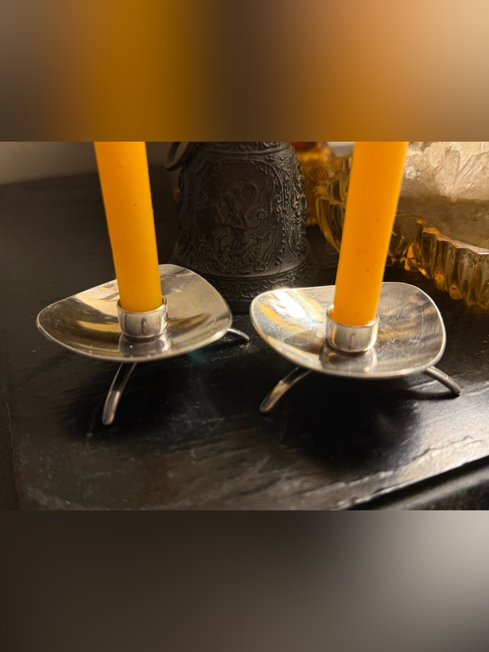 Carl Cohr For Atla Denmark Silver Plate Footed Candlesticks MCM